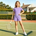 thumbnail image 5 of XYAIYT Girls Athletic Short Sets Summer Casual Outfits Sets Crew-neck Basic Tee and Drawstring Shorts, 5 of 5