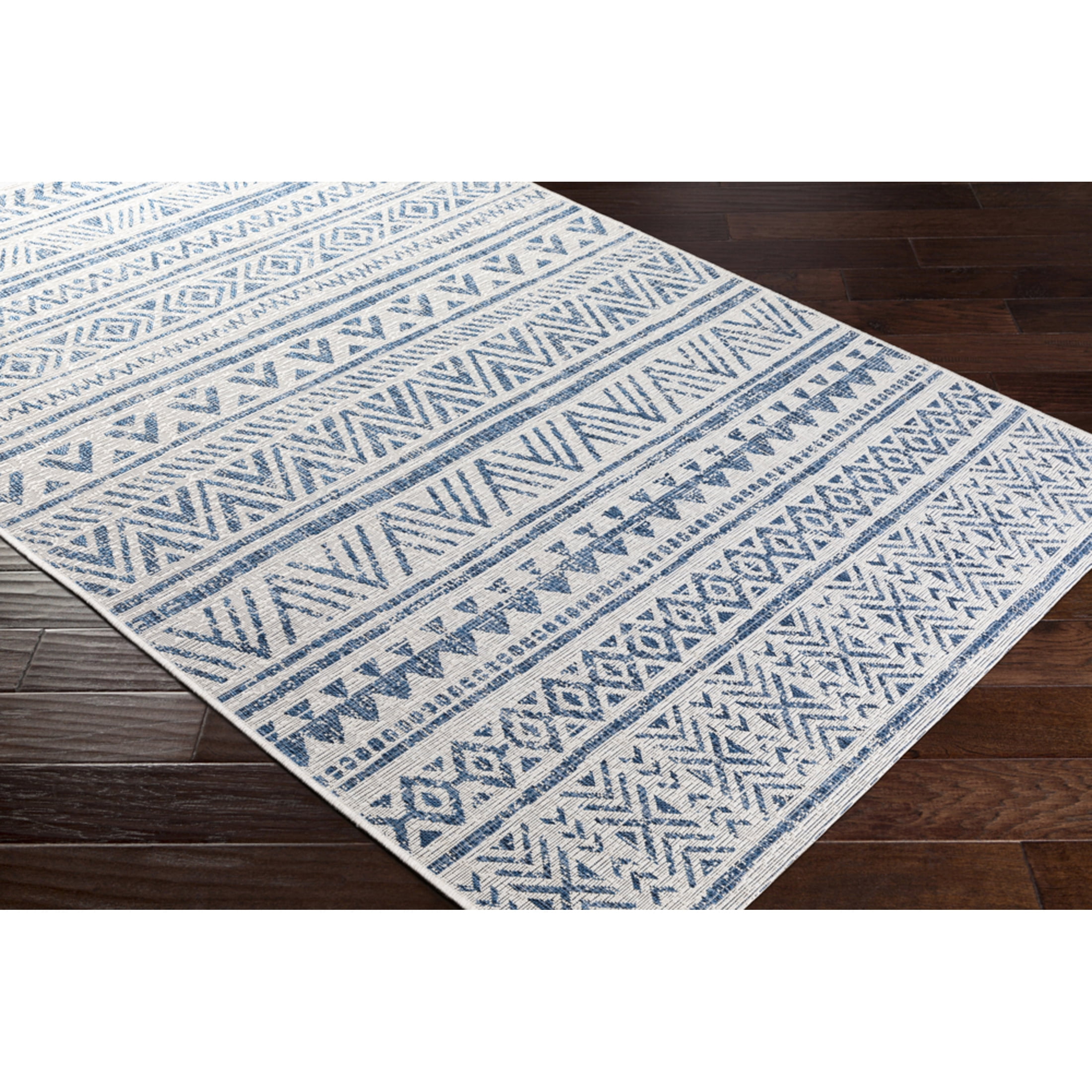 Livabliss Outdoor Rugs, 9ft Round Eagean Global Blue Square Area Rug for Patio, Porch, Deck, Backyard, Waterproof Indoor Outdoor Carpet (7'10" x 7'10")