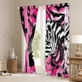 thumbnail image 3 of Homewish Cartoon Zebra Animal Black Out Curtains, Black Pink Stripes Curtains Pack of 2 (42x63 Each), Vintage Oil Printing Bedroom Curtains, SBlack Out Curtains Decor, 3 of 6