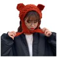 thumbnail image 2 of Herrnalise Women Winter All-Match Warm Woolen Cute Cat Ears Knitted Earmuffs Vintage Hat, 2 of 2