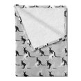 thumbnail image 2 of Kangaroo Soft Flannel Fleece Throw Blanket, Seashell Pattern Built in Animal Silhouette on Plain Background, Cozy Plush for Indoor and Outdoor Use, 50" x 60", Pale Grey Black, by Ambesonne, 2 of 5