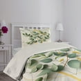thumbnail image 2 of Ambesonne Eucalyptus Leaves Quilted Coverlet 2 Pcs, Branches Polygons, Twin Size, Peacock Green Mustard, 2 of 4