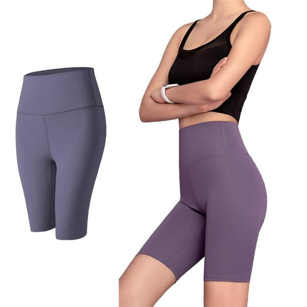 facefd Women's Shorts Yoga High Waisted Shorts Workout Running Shorts Hip  Push Up Short Leggings Pink/XXL Purple/L