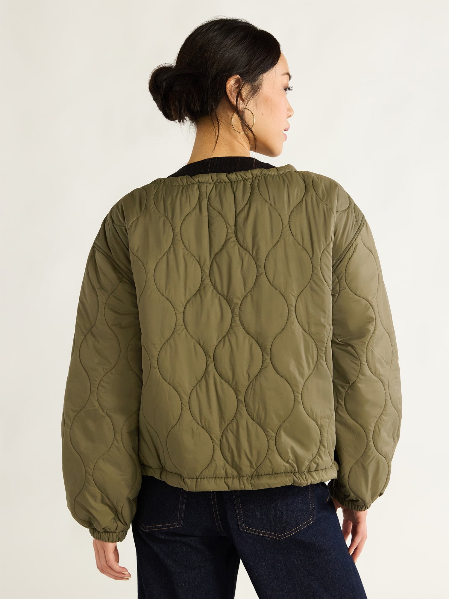 Free Assembly Women's Quilted Parachute Jacket, XS-XXL