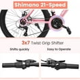 thumbnail image 3 of Ecarpat 24 Inch Mountain Bike, Disc Brakes 21 Speeds Women Mens Bike, Steel Frame and Suspension Fork, Adult and Teens Sport Bicycle for Urban Trail Snow Commuter Pink, 3 of 12