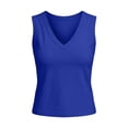 thumbnail image 7 of TGPMGRZ Workout Tank Tops Woman V Neck Wide Strap Athletic Top Solid Color Summer Clothing Blue Size S, 7 of 7