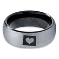 thumbnail image 2 of Tungsten Wyoming The Equality State Heart Band Ring 8mm Men Women Comfort Fit Black Dome Brushed Gray Polished, 2 of 4