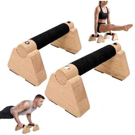 ZHANGJIA Parallettes Bars - Wooden Calisthenics Equipment for Handstand Training, Push Up Bars & Calisthenics Bar - Handstand Blocks and Pushup Handles for Men