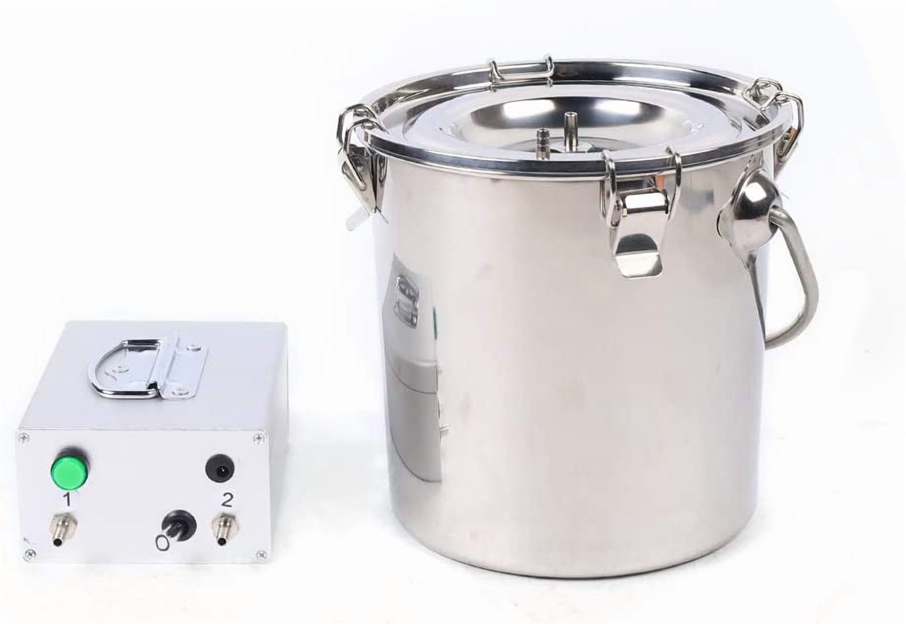 CNCEST Electric Dual Head Goat Milking Machine Portable Pulsation Milking Machine Piston Vacuum Pump Stainless Steel Milking Equipment 5L/1.32Gal