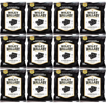 Wiley Wallaby Australian Licorice, 4 Ounce Bags, 12 Count (Black)