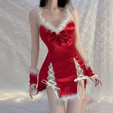 

Valentines Day Gifts! UHUYA Sexy Lingerie For Women Lingerie Sets Ladies Christmas Fashion Erotic Lingerie Hollow Lacing Sexy Suspenders Bow Nightdress Wristband Headband Suit Red L