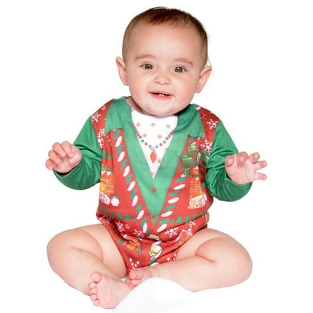 Infant Girls: Ugly Xmas Vest Long Sleeve Romper Infant Bodysuit - Sublimation