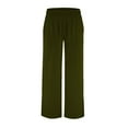 thumbnail image 3 of Work Pants Women Elastic Waist Wide Leg Yoga High Waisted Side Slit Joggers Loose Sweatpants With Pockets Trousers Dressy Casual Green XL, 3 of 3
