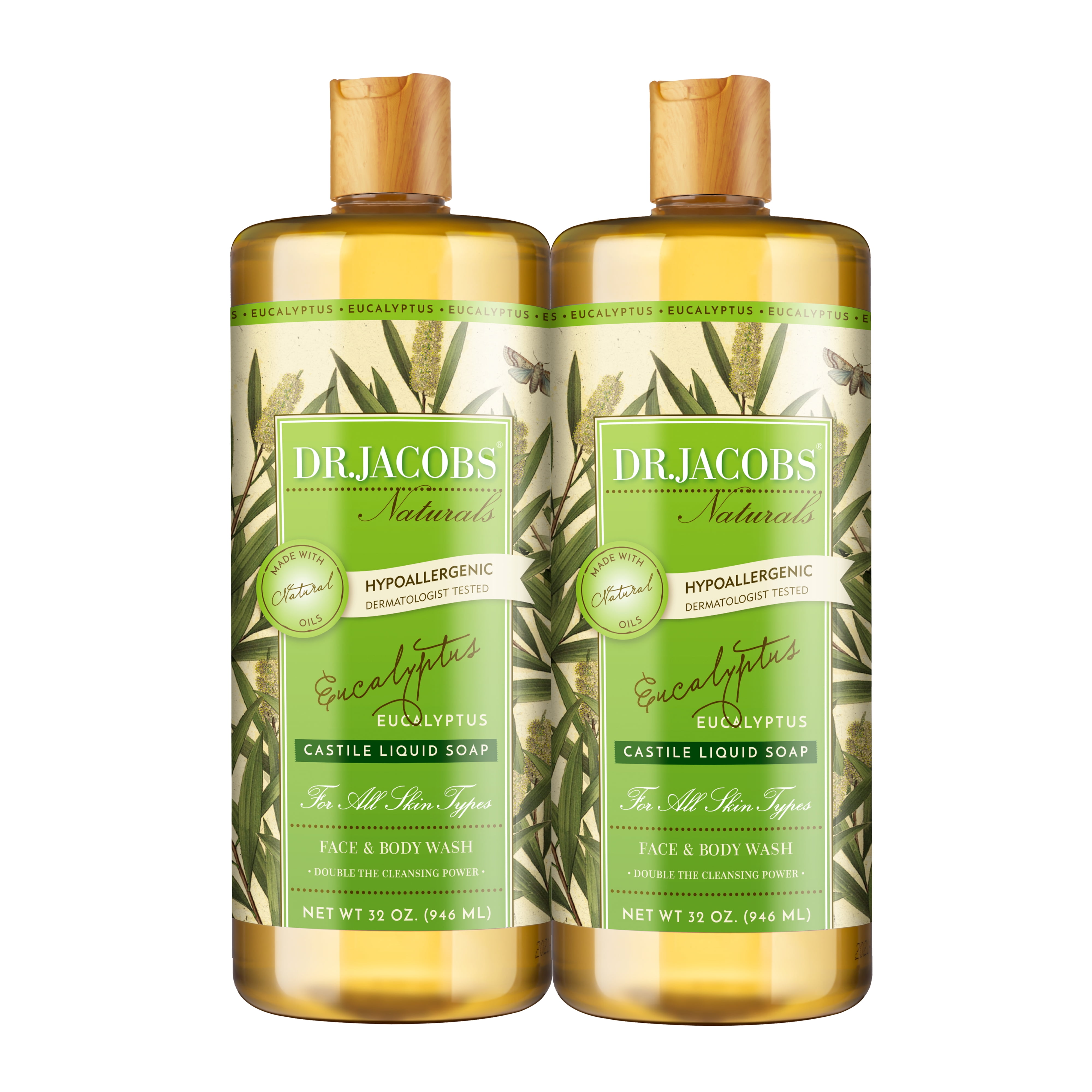 Dr. Jacobs Naturals Pure Castile Liquid Soap, Eucalyptus, 32 oz, 2Pack