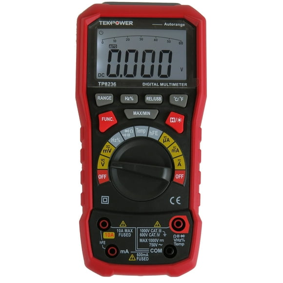 Tekpower TP8236 True RMS USB Digital Multimeter AC/DC Voltage Current Capacitance Frequency Resistance Temperature USB Date Logger