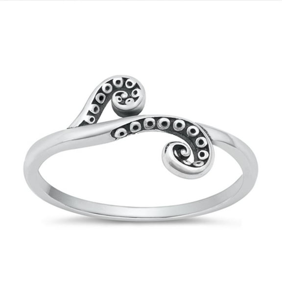 Unique Ring .925 Sterling Silver Octopus Tenticle Animal Band Jewelry Female Male Unisex Size 10
