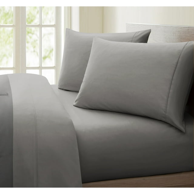 Oxford Collection 600 Thread Count Deep Pocket Egyptian Quality Cotton Solid Sheet Set (Twin Extra Long, Gray)