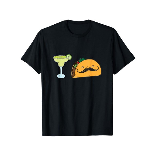 Funny Mexican Food Graphic T-Shirt - 100% Cotton Soft Breathable Moisture-Wicking Crew Neck Tee with Playful Taco & Margarita Print, Casual Streetwear for Men & Women, Machine Washable