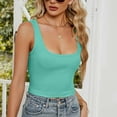 thumbnail image 5 of Summer Saving Usmisi Tank Tops Solid Square Neck Sleeveless T Shirts for Women Slim Fit Knitted Ribbed Workout Cropped Tank Tops Green S Up to 65% off, 5 of 6
