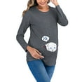 thumbnail image 4 of Odeerbi Women Maternity Shirts Blouses Baby Print Clothe Top Cotton Round Neck Long Sleeve Solid Color Dark Gray, 4 of 6