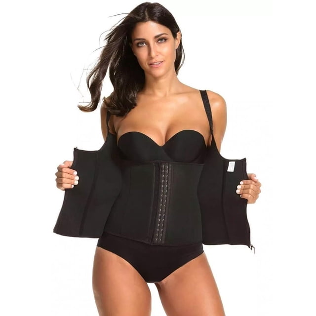 Faja Gran Shopping con broches y Cierre Doble negro XXL
