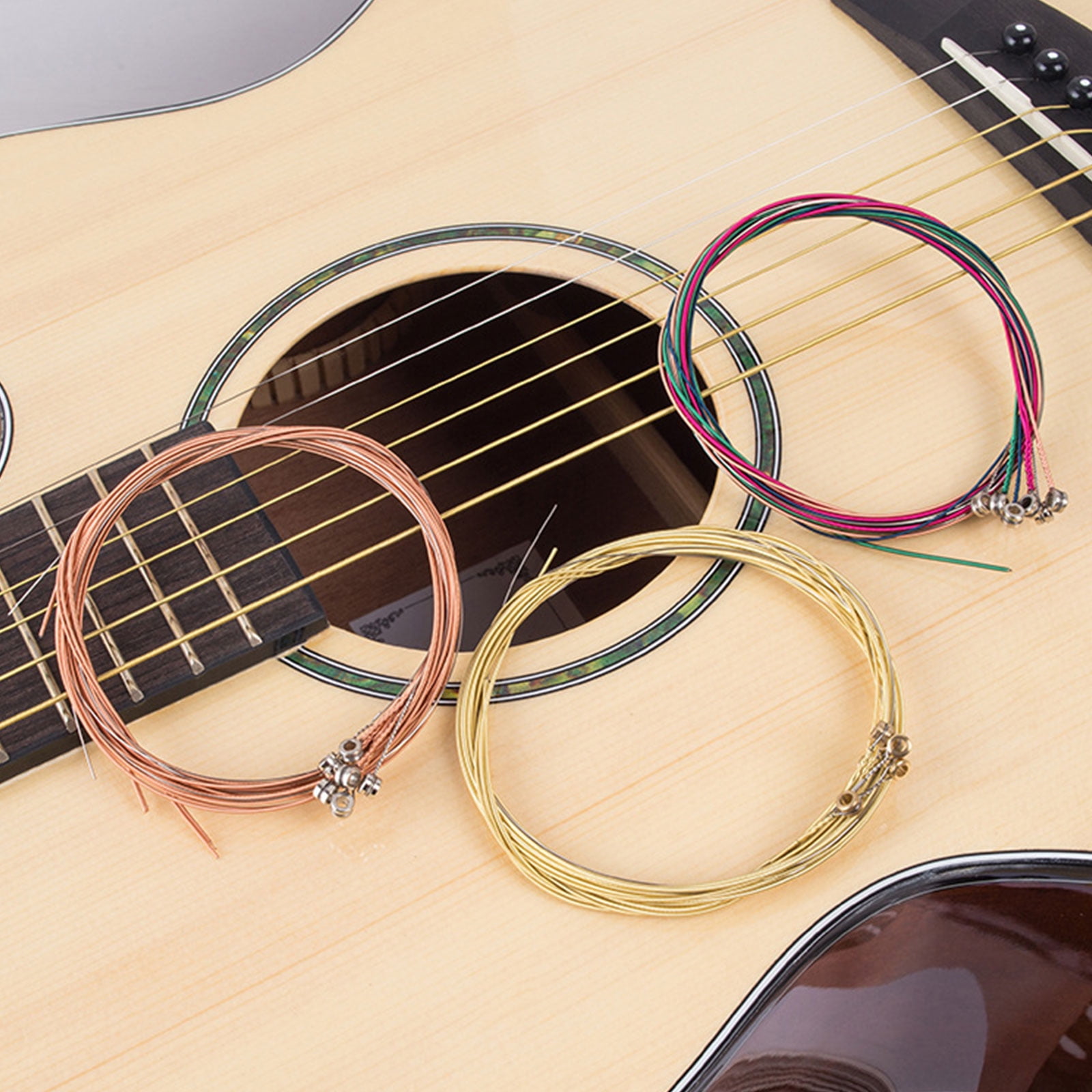 Eeekit 3 Sets Of 6 Guitar Strings Replacement Steel String For Acoustic Guitar 1 Yellow Red Set And 1 Multicolor Set Picks For Guitar Players And Guitar Beginners Walmart Com Walmart Com