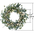 thumbnail image 4 of 20inch Artificial Eucalyptus Wreath Green Leaves Wreath White Berry Big Berries Wreath for Front Door All Seasons Wreath Year Round Decor Home Decor, 4 of 6