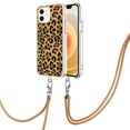 thumbnail image 2 of Slim Fit Case for iPhone 12, Luxury Pattern Adjustable Crossbody Lanyard Shoulder Neck Strap Clear Design Case for Women Girl Teen Silicone Soft for iPhone 12, Leopard, 2 of 7