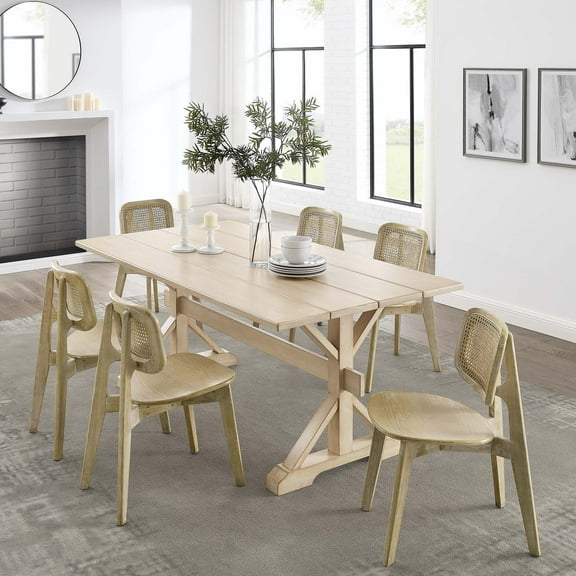 Modway Windchime 71" Wood Dining Table in Natural