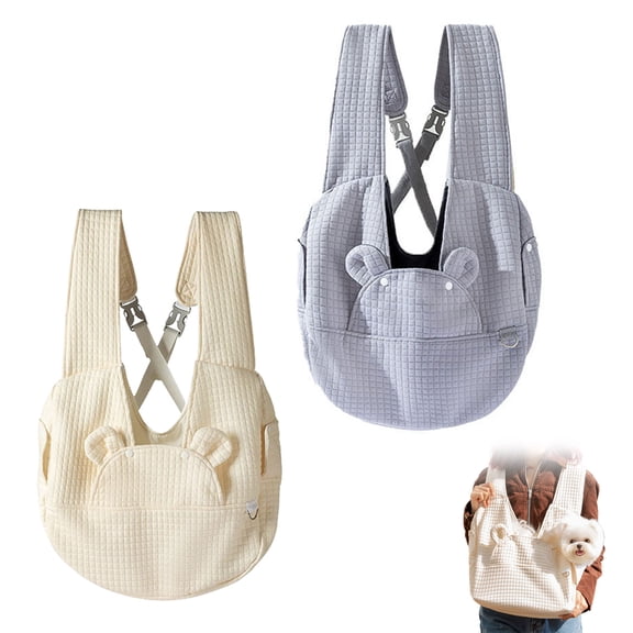 Dwellin Portable Pet Front Backpack Carry Small Dogs and Cats for Outings Travel with Pocket and Hands Free Design (White)