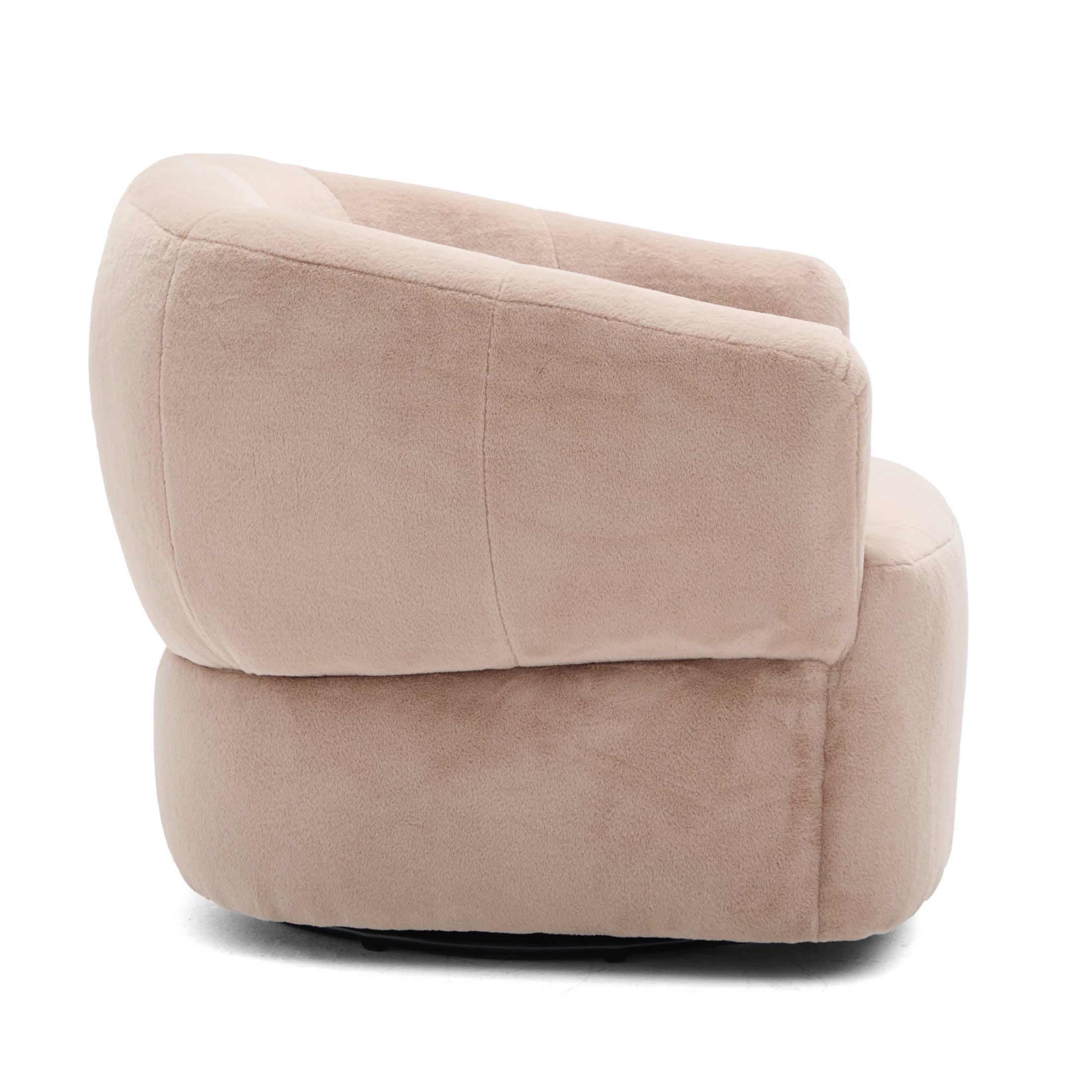 Christopher Knight Home 35.43" Plush Swivel Club Chair, 360° Barrel Accent Chair, Blush Brown