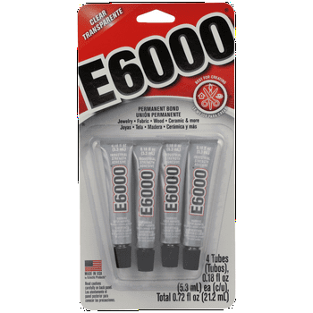 E6000 Industrial Strength Glue Adhesive, 0.18 Fl. Oz., 4 Count