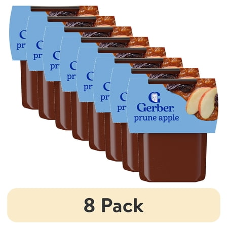 (8 pack) Gerber 2nd Foods Natural for Baby WonderFoods Baby Food, Prune Apple, 4 oz Tubs (2 Pack)