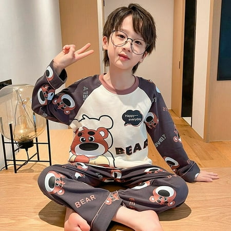 

Anime Sanrios Children Cotton Pajama Set Cartoon Kuromi Hellokittys Cinnamoroll Print Long Sleev Long Pants Home Clothing 2piece
