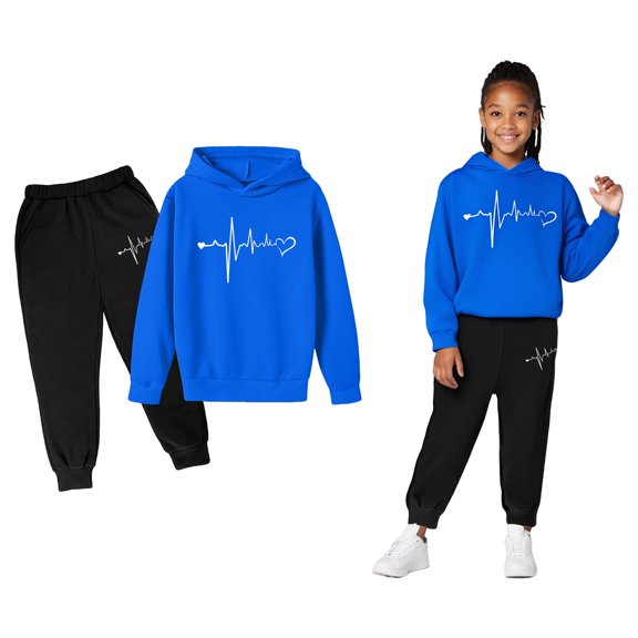 Boys Girls Active Sweatsuit 2 Piece Long Sleeve Printed Sweatshirt and Sweatpants Fall Clothes Boy Clothes 5-6 Years Boys Girls Fashion