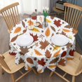 thumbnail image 3 of Autumn Fall Leaves Pattern Round Tablecloth 60" X 60",Wrinkle Wipeable Table Cloth for Kitchen Dining Room Picnic Patio Party, 3 of 6
