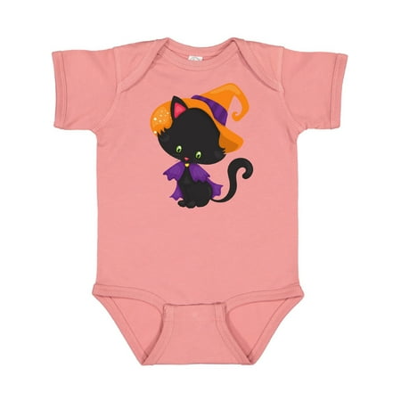 

Inktastic Black Cat Cat Wearing Witch Hat Halloween Gift Baby Boy or Baby Girl Bodysuit