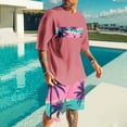 thumbnail image 2 of VBTAPA Mens T Shirt and Shorts Set Palm Tree Graphic Printed Casual Workout Sets Tropical Summer Track Suit 2 Piece Set Lightning Sales of The Day Pink XXXXL, 2 of 6