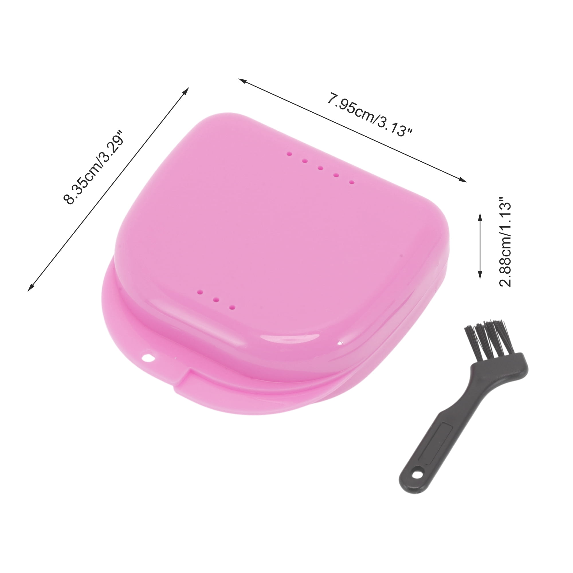 Unique Bargains Compact Braces Box with Brush 1 Set Pink