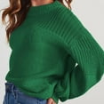 thumbnail image 4 of Womens Loose Fit Sweaters Rib Crewneck Pullover Tops Long Lantern Sleeve Knit Shirts Tunic Jumpers, 4 of 5