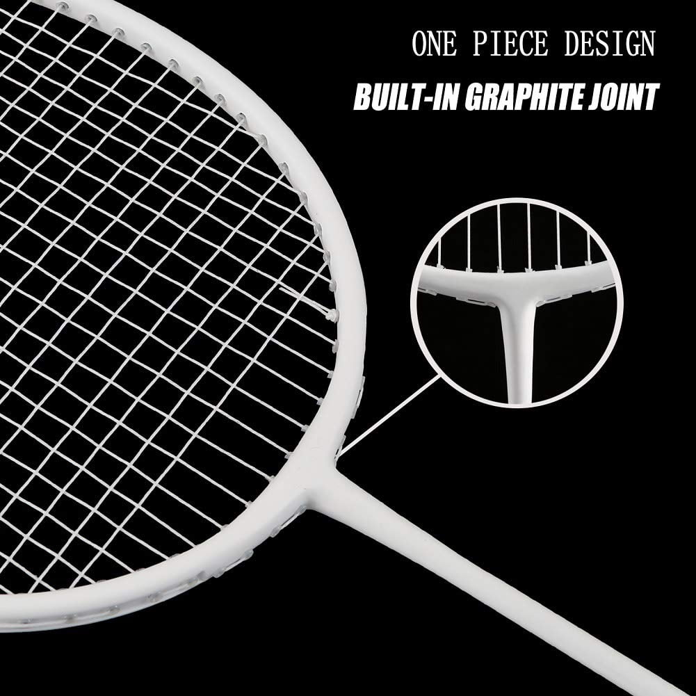 Professional Badminton Rackets Set Of 4 - Carbon Fiber  6 Shuttlecocks 4 Grips & Bag For Backyard Games | 90g Lightweight