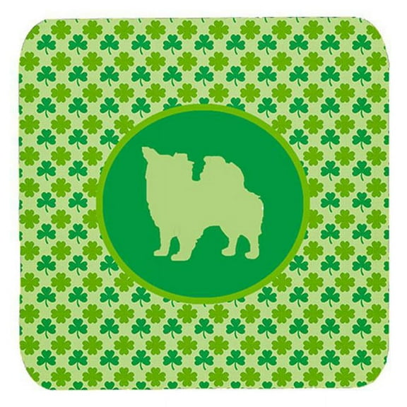 Chihuahua Longhair Lucky Shamrock Foam Coasters, Set Of 4