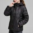thumbnail image 4 of Down Warm Water Proof Jacket Women's Packable Down Jacket Lightweight Puffer Jacket Hooded Winter Coat Warm Light Outerwear Winter Jackets Women Long S-177 Black L, 4 of 7