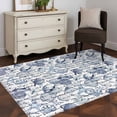 thumbnail image 4 of Summer Ocean Washable Area Rugs 4'x6', Blue Retro Conch Starfish Shell Low Pile Throw Living Room Rug Non-Slip Sturdy Edge Binding Carpet for Indoor Entryway Bedside Kitchen, 4 of 9