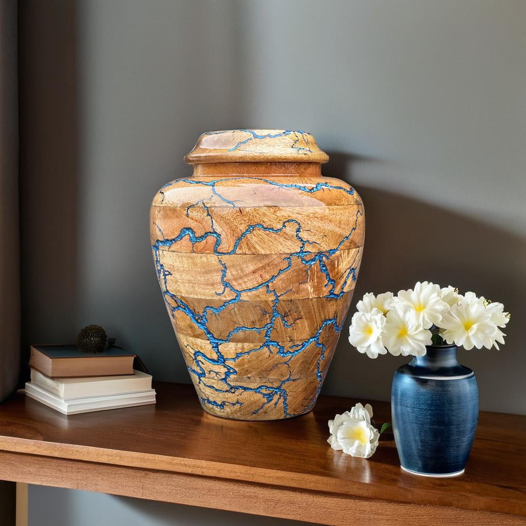 Wooden Cremation Urn for Human Ashes Handcrafted Urn for Adult Men & Women Memorial Urn for Ashes Decorative Burial & Funeral Urn