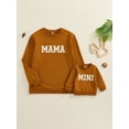 thumbnail image 4 of Mommy and Me Matching Outfits Letter Print Round Neck Pullover Long Sleeve Sweatshirts Tops, 4 of 10