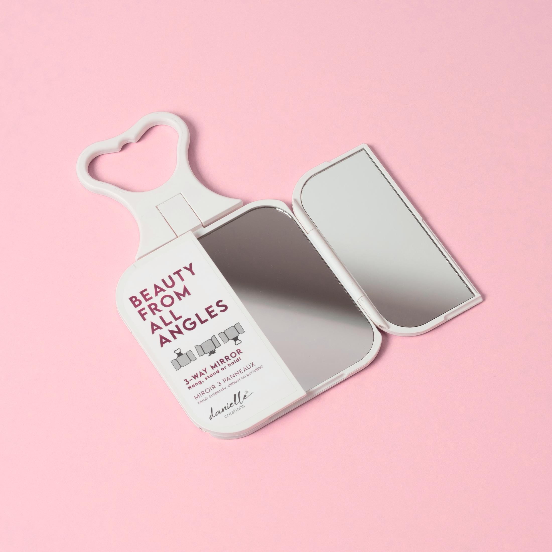 Miroir de poche à 3 voies Danielle Creations, blanc Danielle Creations Miroir à main 3 directions, Blanc