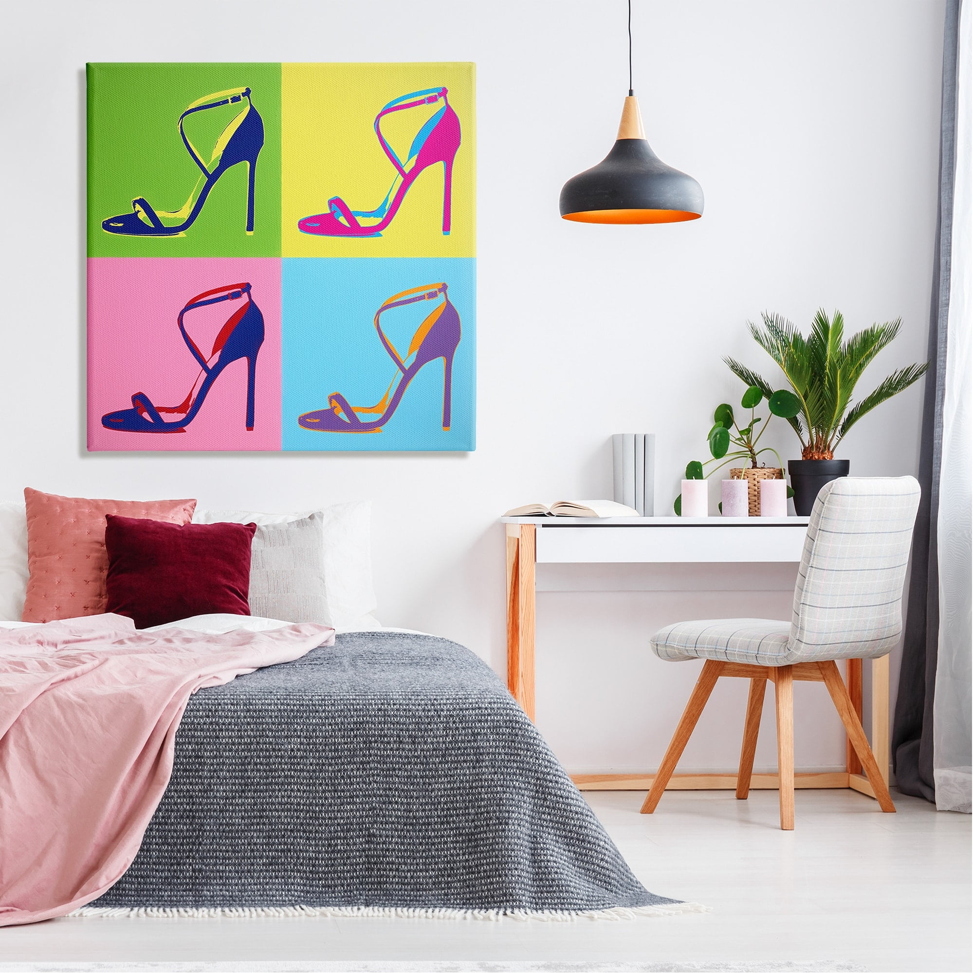 Stupell Industries Pop Style High Heel Shoe Vivid Square Blocks Canvas Wall Art, 36 x 36, Design by Daniel Sproul