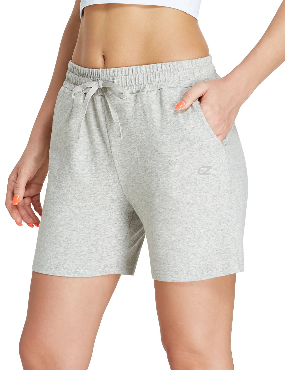 EZRUN Womens Bermuda Shorts Summer Sweat Shorts with Deep Pockets Cotton Shorts for Women Gym Workout 