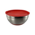 thumbnail image 1 of LEFU Stainless Steel Salad Bowl with Silicone Bottom Lid - Large Mixing Bowl for Cooking, Baking, Serving - Non-Slip Kitchen Cookware - Dishwasher Safe - 30cm - Red, 1 of 10